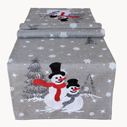 Vianočný obrus Snehuliaci s vločkami - Rozmer obrusov: 40x140 cm