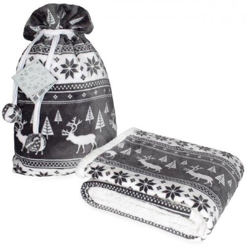 Vianočná darčeková deka Saco sivá