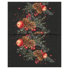 Vianočný bavlnený obrus Xmas jablko čierna