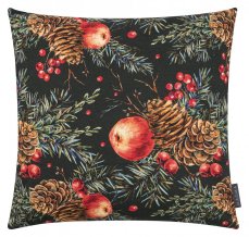 Vianočná bavlnená obliečka na vankúš Xmas jablko čierna